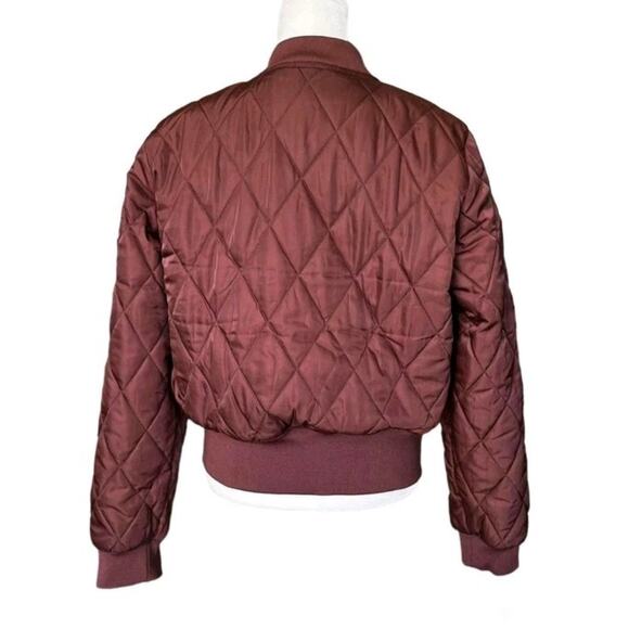 Guess Sonia Puffer Bomber Jacket Women’s M Reddish Brown Y2K Crop - Picture 3 of 9